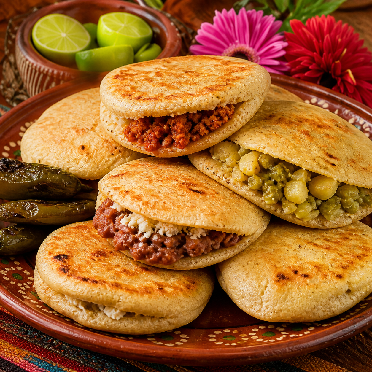 Gorditas y tacos con tortillas hechas a mano
